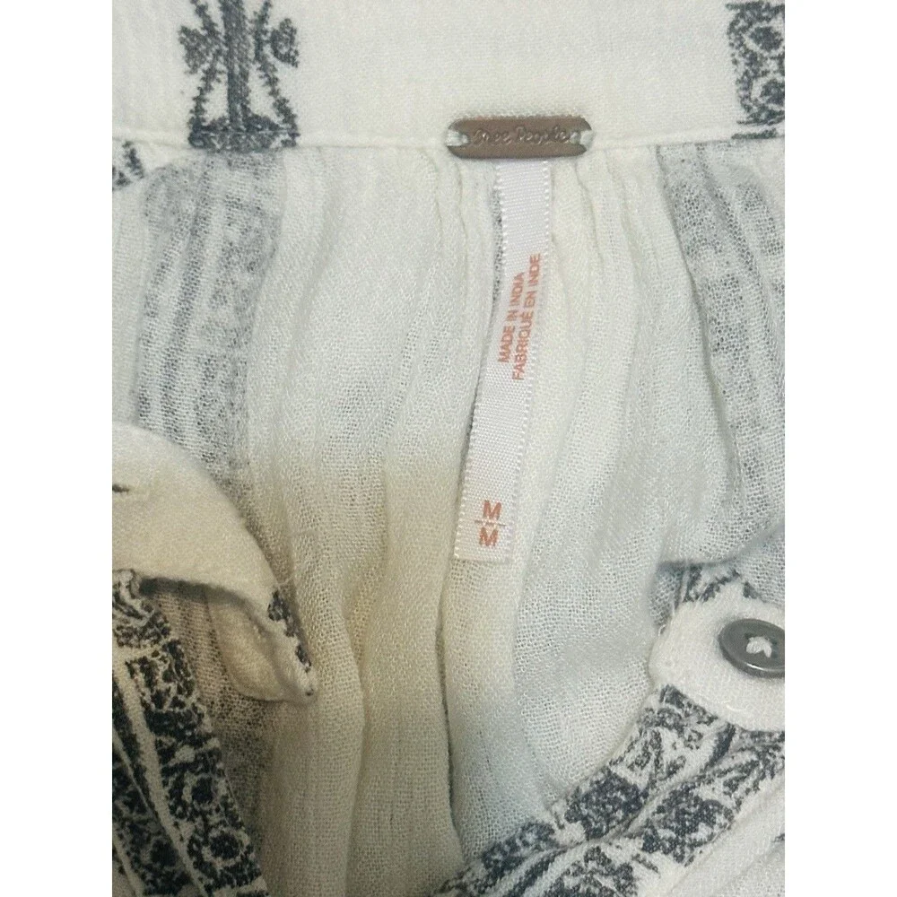 Free People Women Size M Shibori Magic Long Sleeve Tunic Henley/Blouse Boho